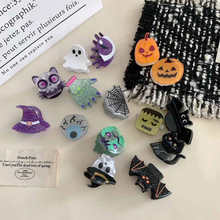 Wholesale  Acrylic Hair Claw Clip Fun Ghost Pumpkin Bat Design Fashion Hair Accessory Boutique Resale