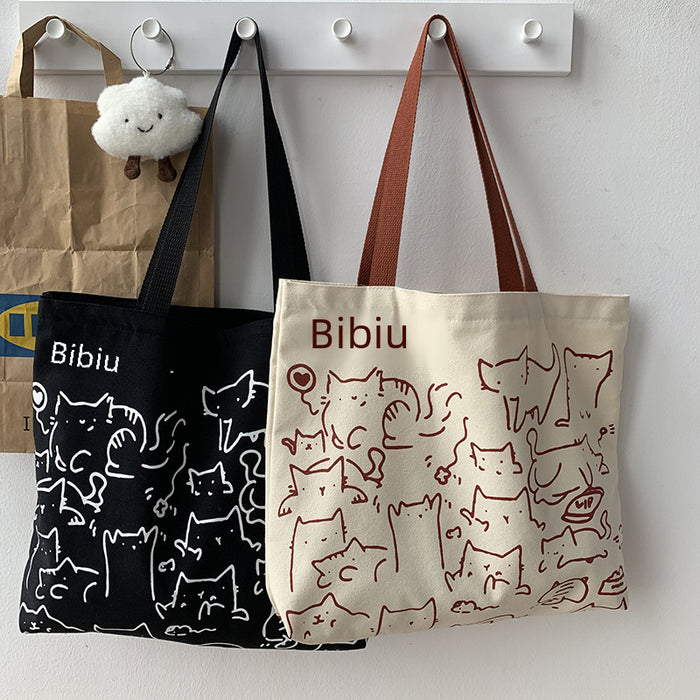 Wholesale Hand drawn shoulder bag, backpack, artistic retro style, large capacity canvas bag