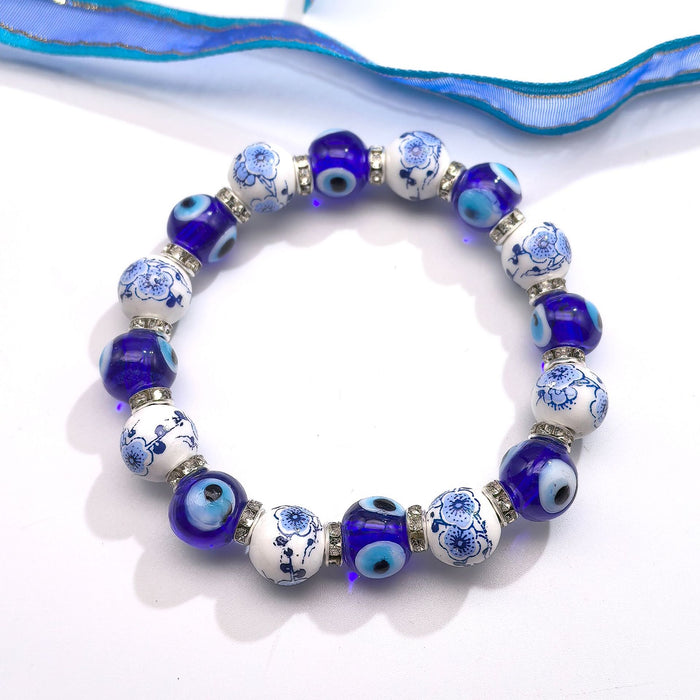 Wholesale Pearl Devil's Eye Bracelet with Micro inlaid Pearl Bracelet, Hand string Jewelry