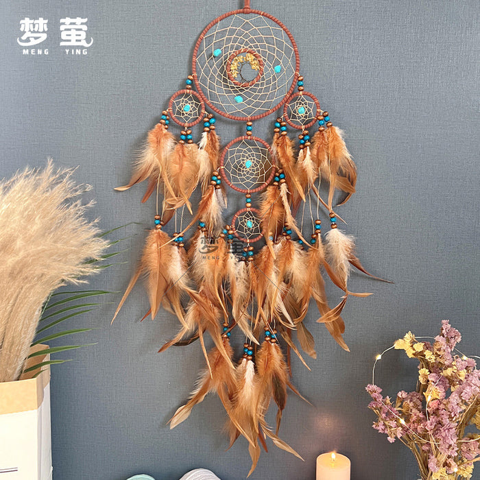 Wholesale Tree of Life Dream Catcher Wall Hanging Colorful Feather Beaded MOQ≥2