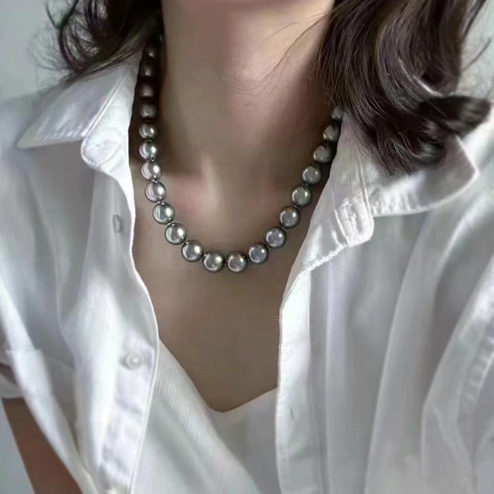 Wholesale Magnetic pearl necklace for women, silver gray, high-end, light luxury