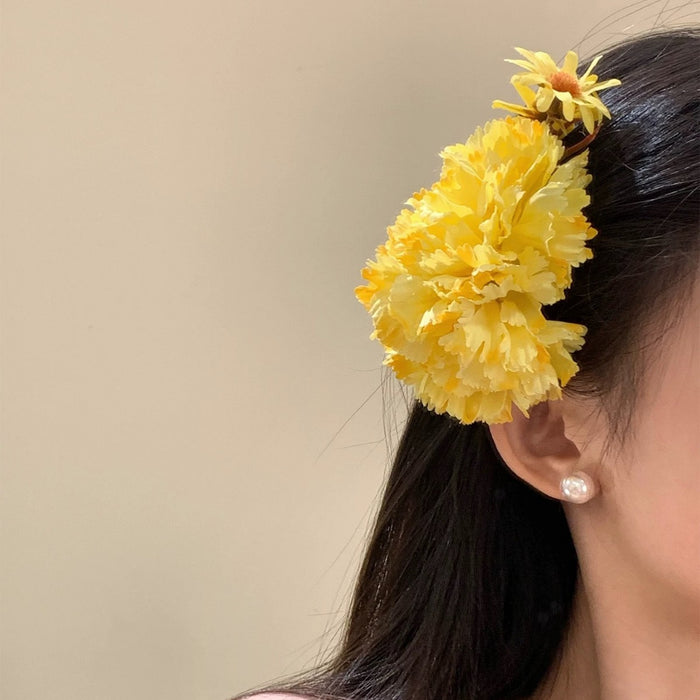 Wholesale Yellow Flower Hairpin, Female Flower Side Clip, Holiday Style Photo Hair Accessory
