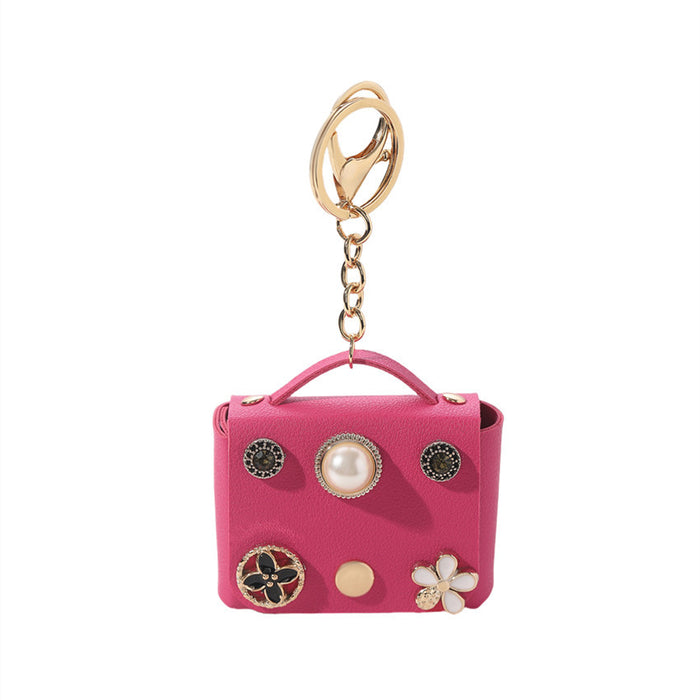 Wholesale PU Cartoon Inlaid Pearl Coin Purse Keychain JDC-KC-RongRui001