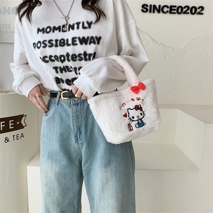 Wholesale Velvet Cute Embroidered Cartoon Fur Bag  JDC-HB-YuanDuo013