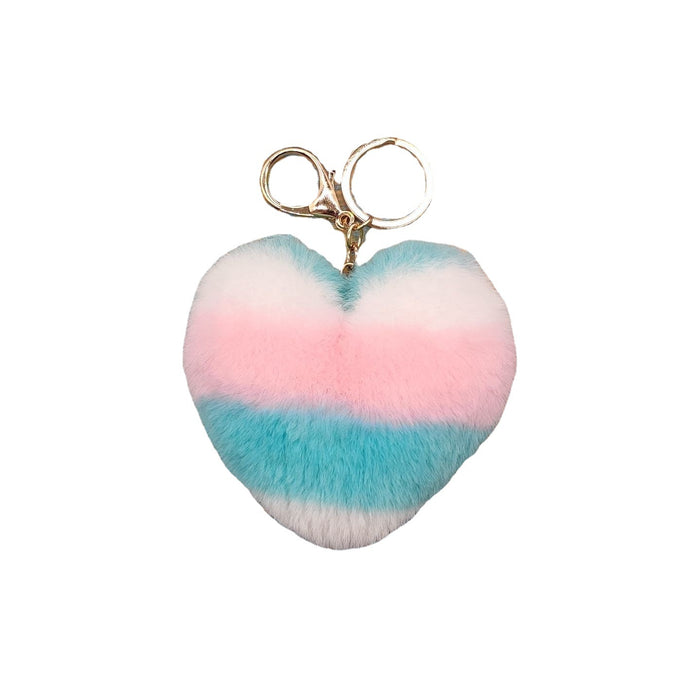 Wholesale Striped Love Plush Peach Heart Keychain Car Keychain Bag Plush Pendant