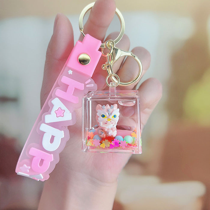 Wholesale Acrylic Cartoon Oil Quicksand Keychain JDC-KC-RunX011