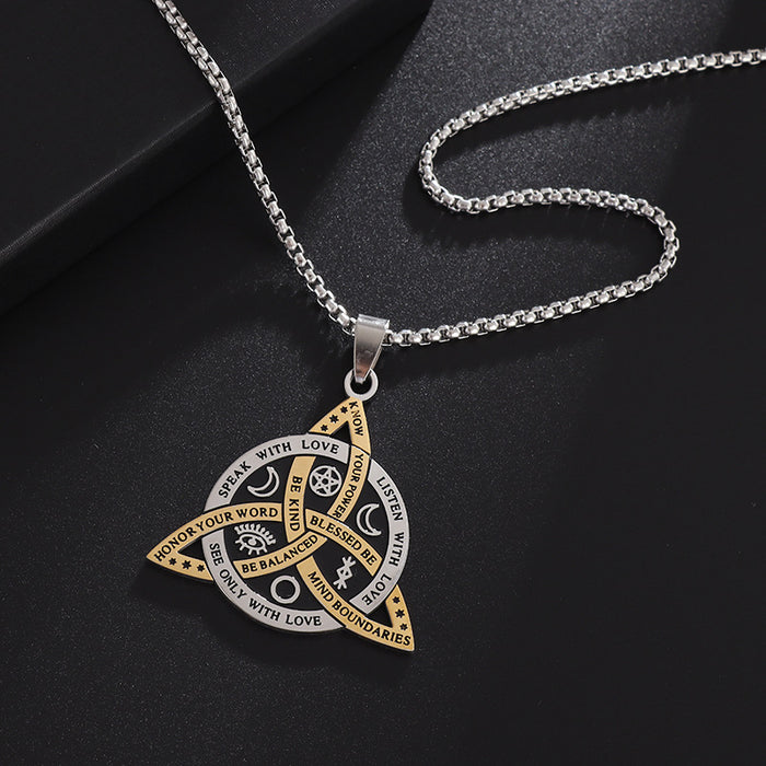 Wholesale stainless steel Celtic retro Triangle pendant star Moon fan Men Necklaces