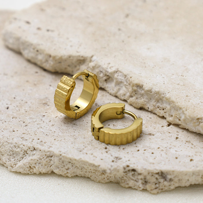 Wholesale Frosted middle pit gear pressed sand earrings