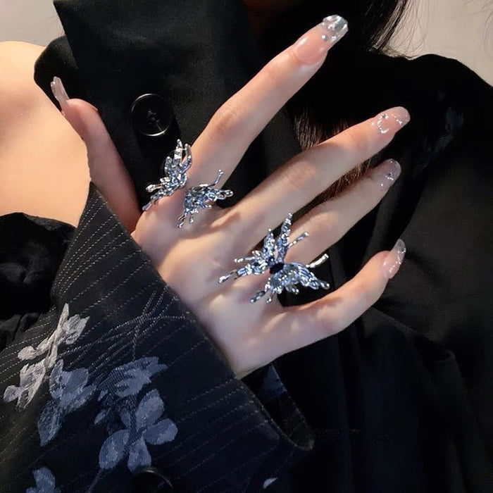 Wholesale Small niche design, high-end liquid butterfly opening ring, personalized index finger ring