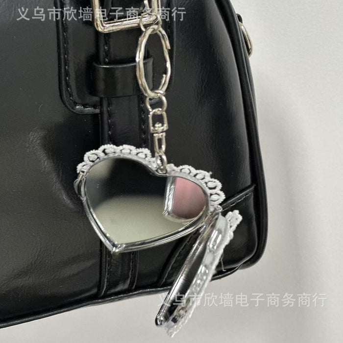 Wholesale Vintage lace heart cherry mirror keychain
