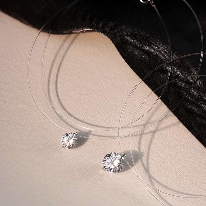 Wholesale Necklace, invisible fishing line, exquisite simplicity, light luxury, sparkling zircon design, collarbone chain