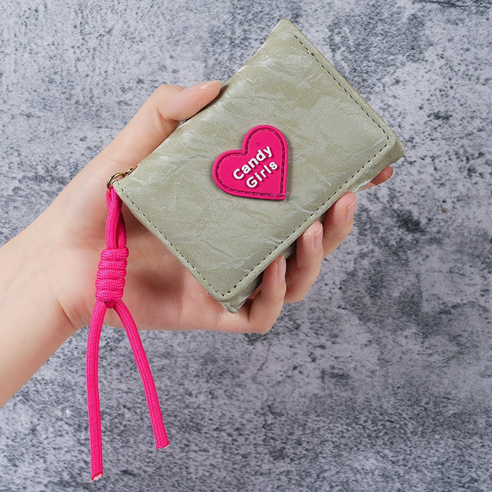 Wholesale Lanyard Wallet Love Design PU Solid Color Daily Casual Women' s Wallet