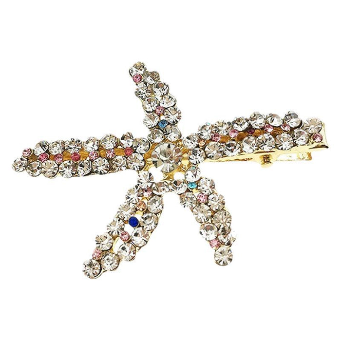 Wholesale Pearl Starfish Side Hairpin Marine Hair Accessories Pearl Metal Rhinestone Hairpin