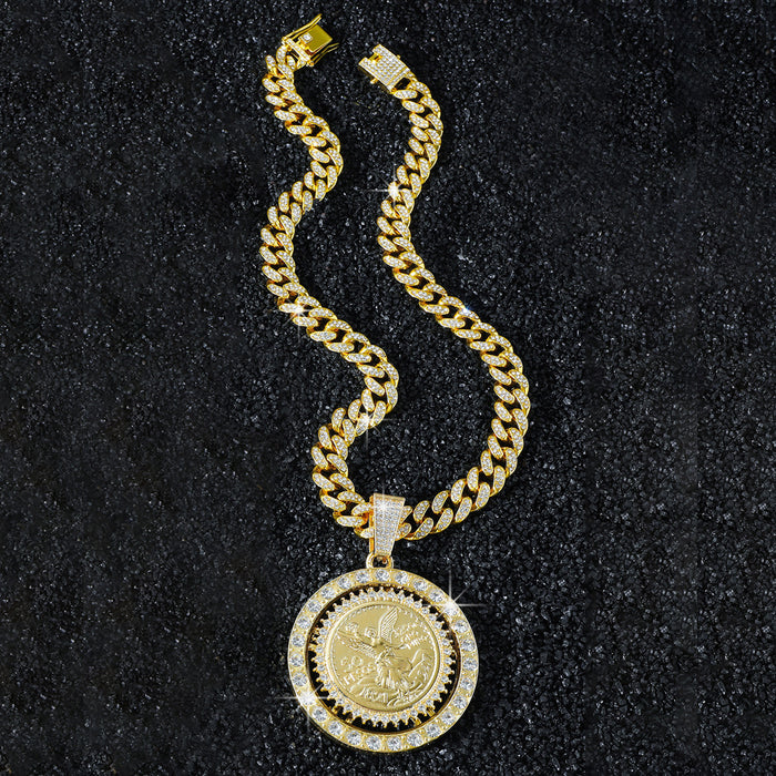Wholesale full diamond hip-hop turn angel necklace