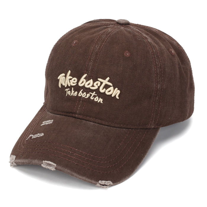 Wholesale Vintage Distressed Baseball Cap Military Green Embroidery Sun Protection Fashion Accessory