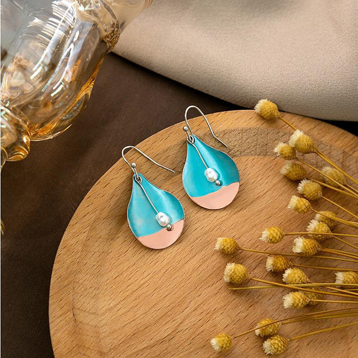 Wholesale Retro Feather Turquoise Earrings Dragonfly  Drop Round Earrings