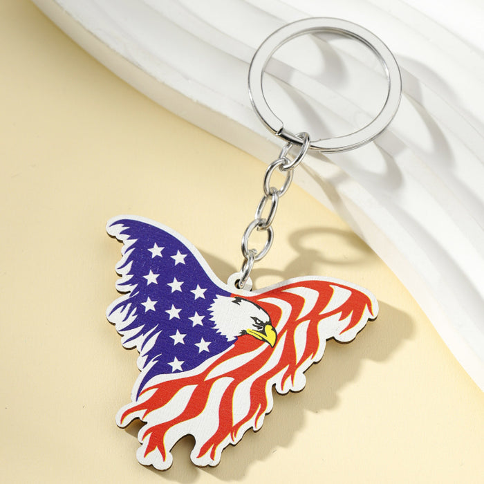 Wholesale American Flag Wooden Eagle Butterfly Keychain JDC-KC-WoD002