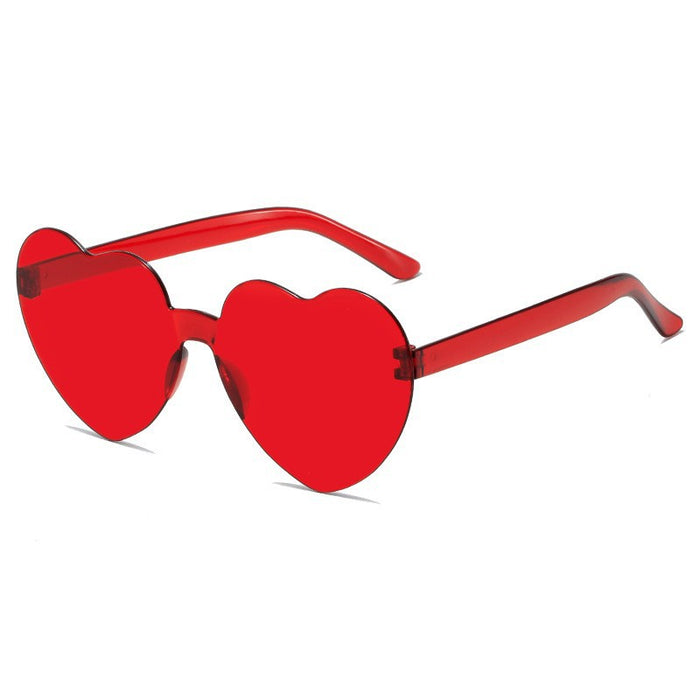 Wholesale Love sunglasses party one-piece frameless sunglasses transparent peach heart glasses