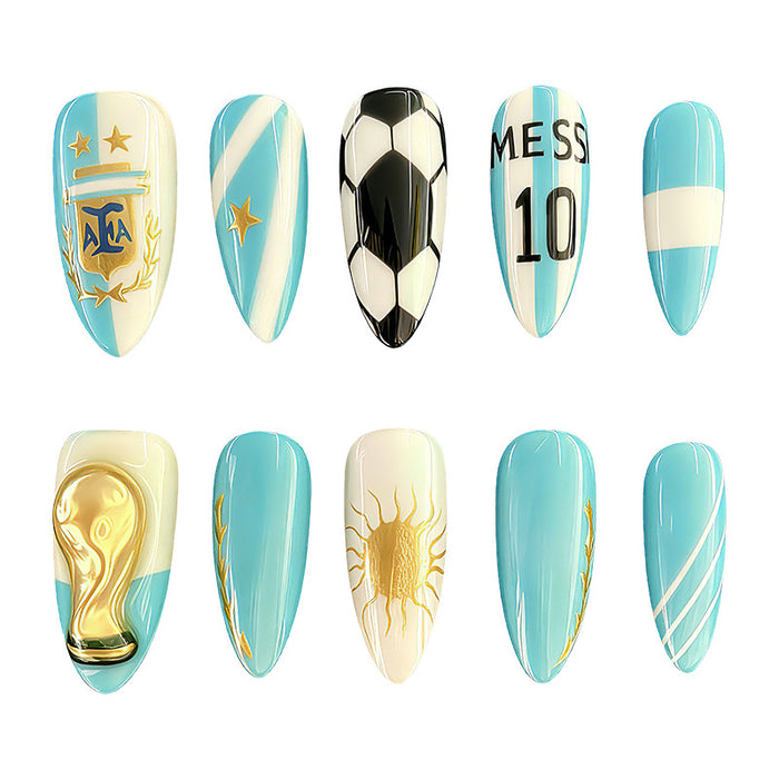 Wholesale 3pcs World Cup Stylish European American Fake Nails Party Nail Art Accessory