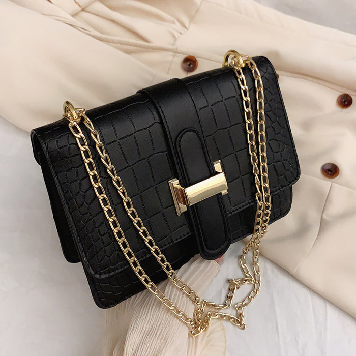 Wholesale PU One-shoulder Stone Pattern Embossed Solid Color Messenger Bag JDC-SD-SYuan017