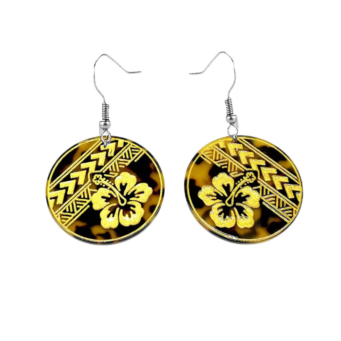 Wholesale Stylish Hibiscus Flower Drop Earrings Acrylic Floral Print Jewelry Accessory MOQ≥2