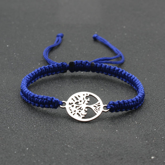 Wholesale jewelry round stainless steel tree of life bracelet hand-woven red rope bracelet