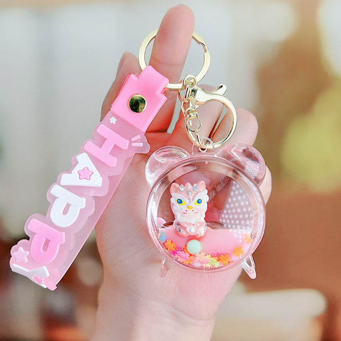 Wholesale Acrylic Cartoon Oil Quicksand Keychain JDC-KC-RunX011