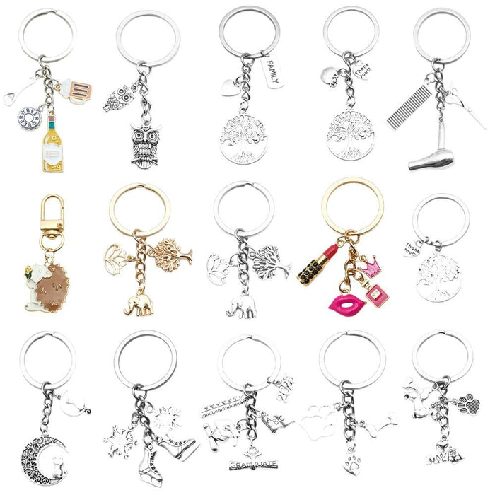 Wholesale Antique silver enamel metal keychain