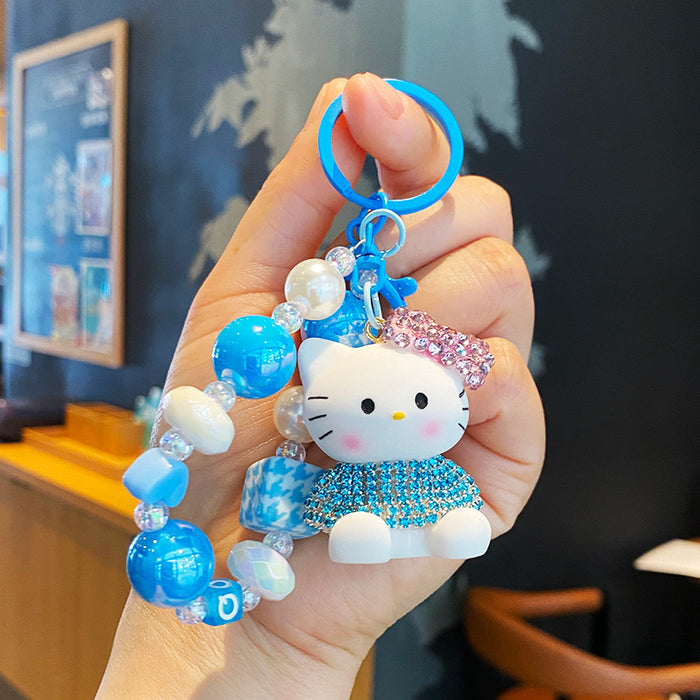 Wholesale Cartoon beaded keychain mobile phone chain