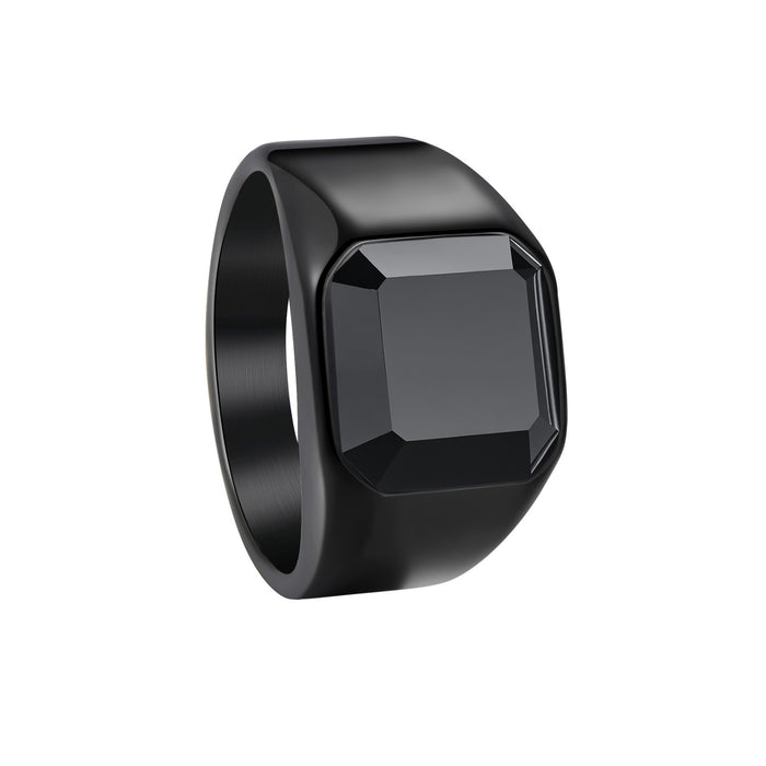 Wholesale Titanium Steel Electroplated Men' s Ring with Multi-Color Stones - Boutique Resale