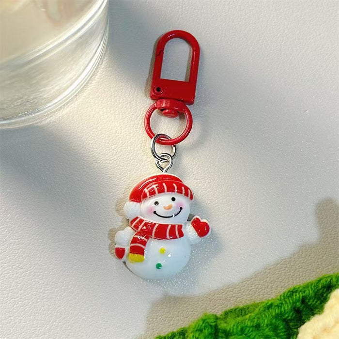 Wholesale Resin Cartoon Christmas Keychain Cute Reindeer Santa Snowman Bag Charm Boutique Gift