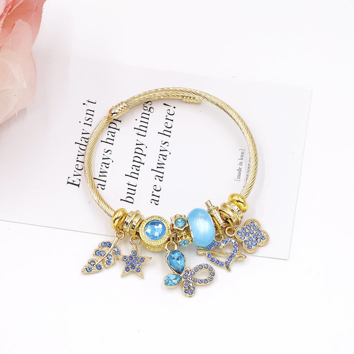 Wholesale Stainless Steel Butterfly Bracelet with Crystal Accents MOQ≥2