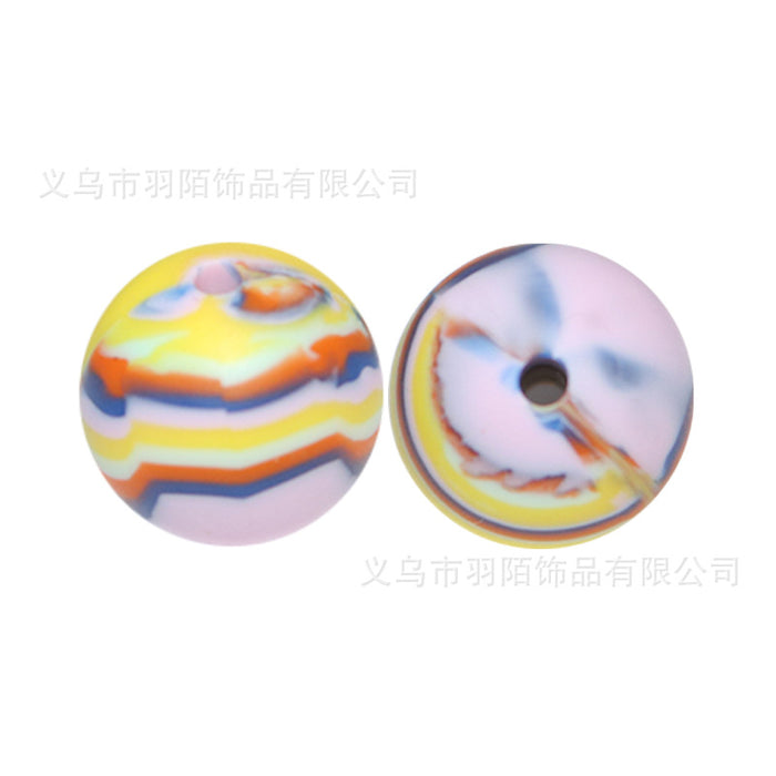 Wholesale 50pcs Rainbow Mixed Color Leopard Print Series Silicone Balls JDC-BDS-HongZhou018