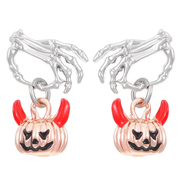 Wholesale Niche Design Personalized Simple  Ghost Hand Pumpkin Head Earrings