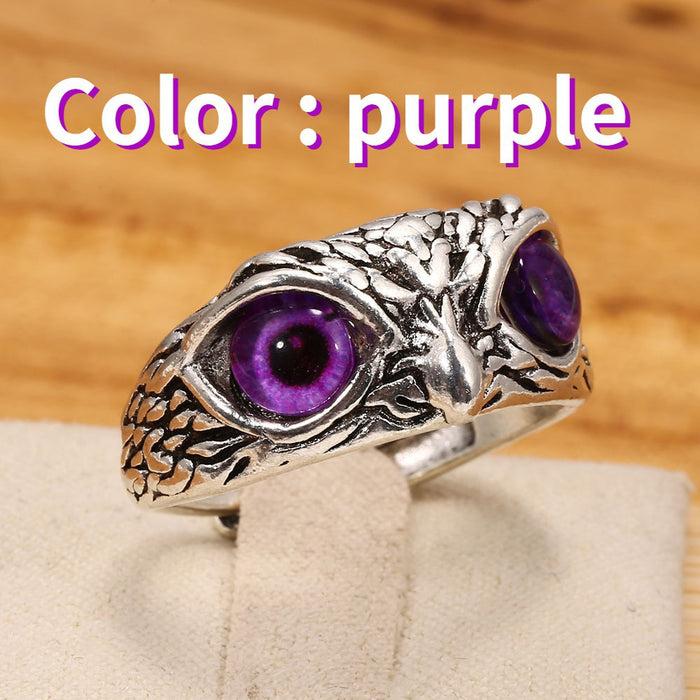 Wholesale Adjustable Evil Eye Owl Metal Ring JDC-RS-Lanx003