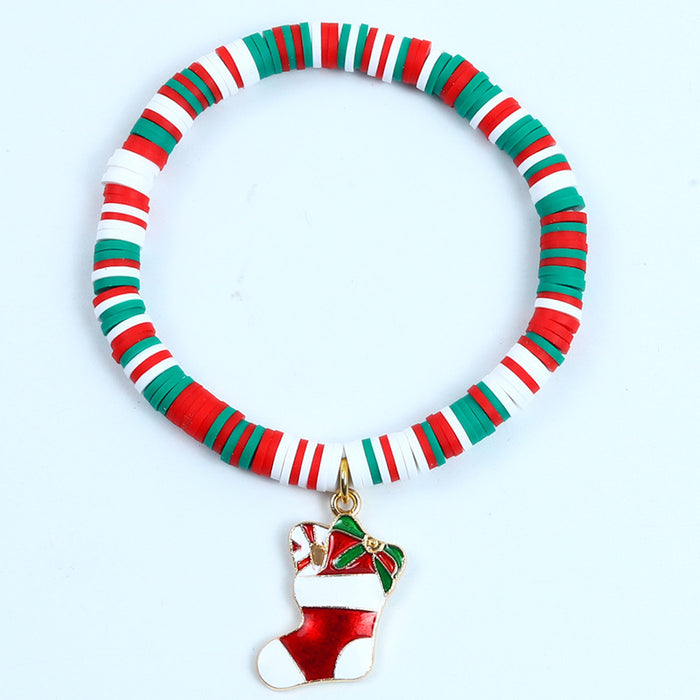 Wholesale Christmas Soft y Bracelet Beaded suit Santa Bell Gift Bracelet
