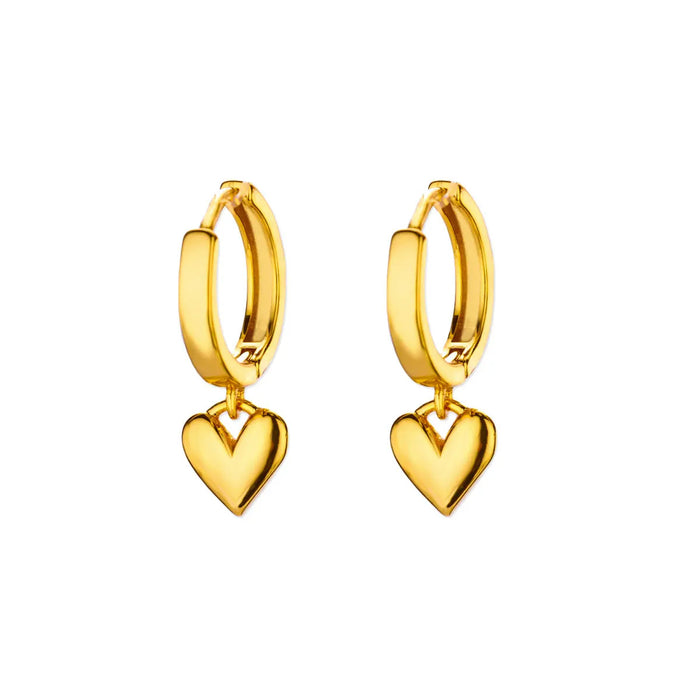 Wholesale Titanium Steel Love Earrings Peach Heart Inlaid Texture Plain Hoop Earrings