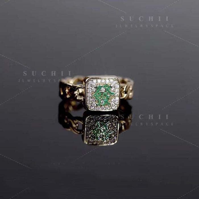 Wholesale New Year' s open ring full of diamonds super shiny ring for women adjustable