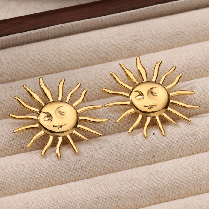 Wholesale Cut Out Heart Sun Texture Earrings
