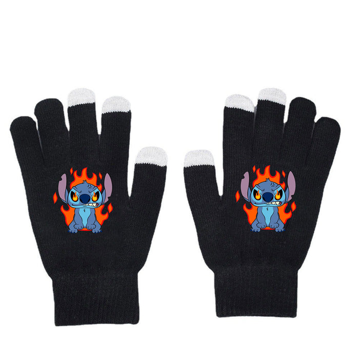 Wholesale Solid Color Printed Black Knitted Gloves JDC-GS-WuDuomei001