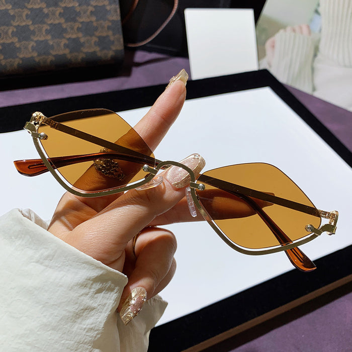 Wholesale Semi-rimmed diamond-shaped sunglasses