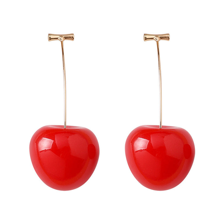 Wholesale Resin Cherry Earrings - Trendy Fruit Design Fashion Accessory