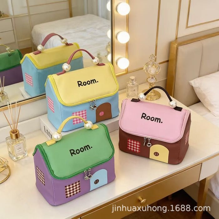 Wholesale Solid Color Leather Cosmetic Bag with Large Capacity Accessory MOQ≥2