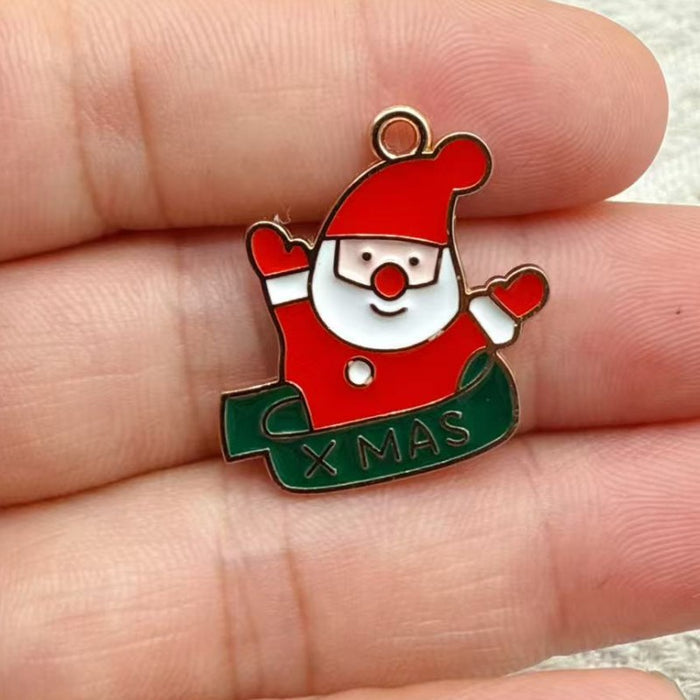 Wholesale 10pcs New oil-drip Christmas-themed alloy accessories  cartoon snowman  reindeer,   DIY pendant accessories