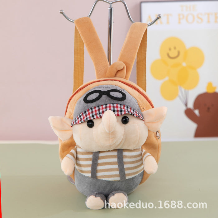 Wholesale Plush small backpack kindergarten school bag cartoon cute girl boy plush backpack