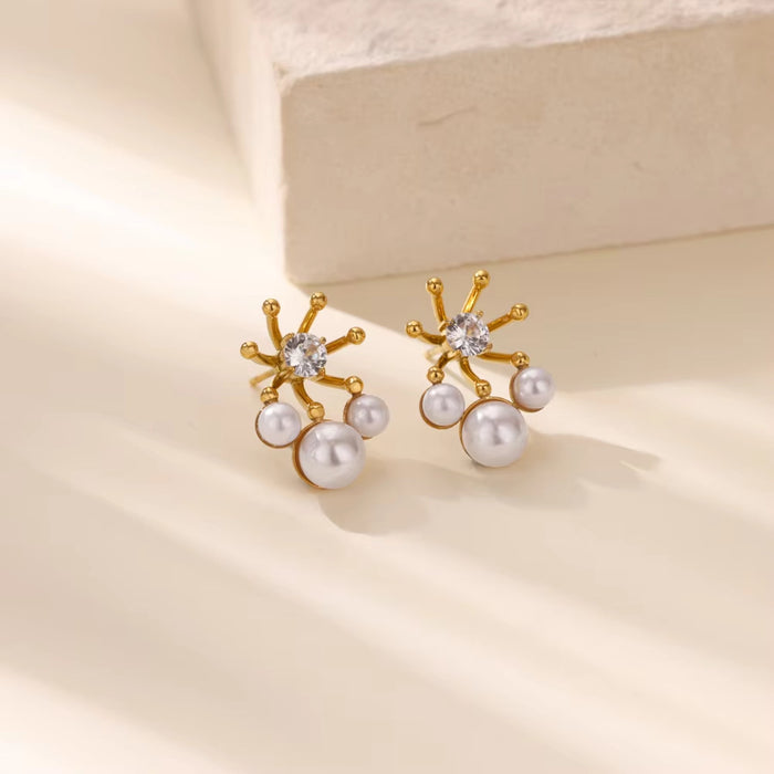Wholesale geometric cross earrings light luxury diamond earrings 18K gold plated earrings