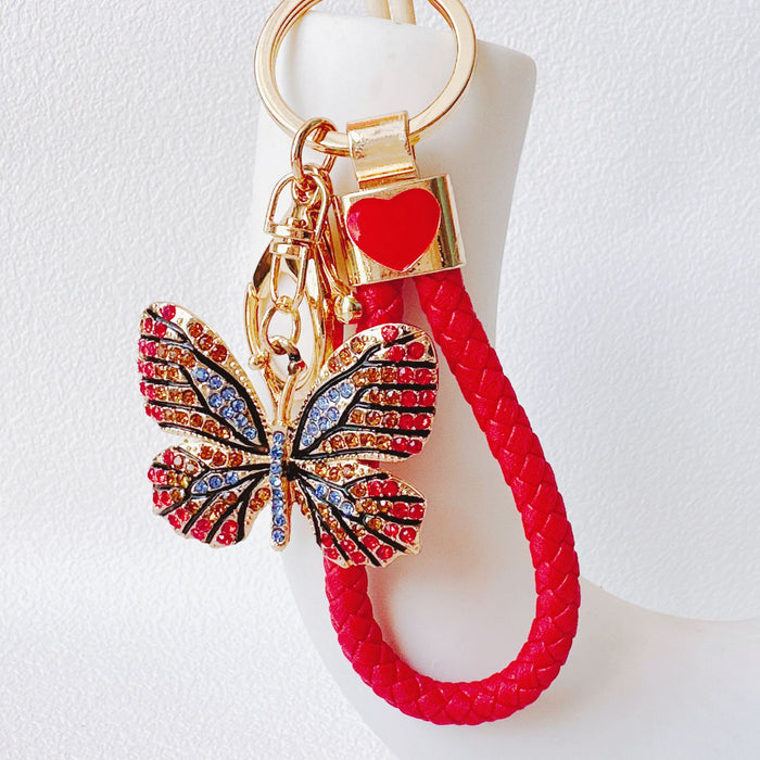 Wholesale Rhinestone Painted Colorful Butterfly Zinc Alloy Keychain JDC-KC-ZhanLun007