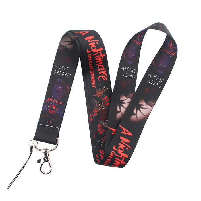 Wholesale Horror and thriller themed long phone lanyard with chest strap