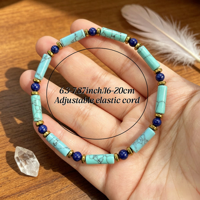 Wholesale Trendy Turquoise Lapis Lazuli Beaded Bracelet Geometric Synthetic Stone Beads Unisex Fashion Accessory For Everyday Wear