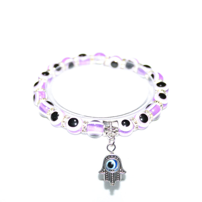 Wholesale Devil's eye Evil eye Palm Pendant Bracelet Evil eye Beaded Elastic Bracelet for Women